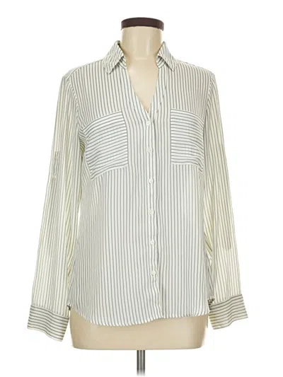 Pre-owned Express Outlet Long Sleeve Blouse In Ivory