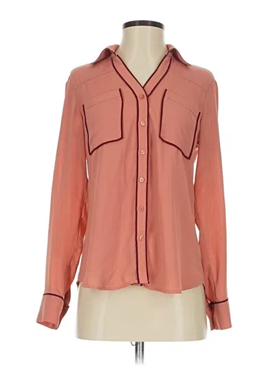 Pre-owned Express Outlet Long Sleeve Blouse In Orange
