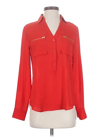 Pre-owned Express Outlet Long Sleeve Blouse In Red