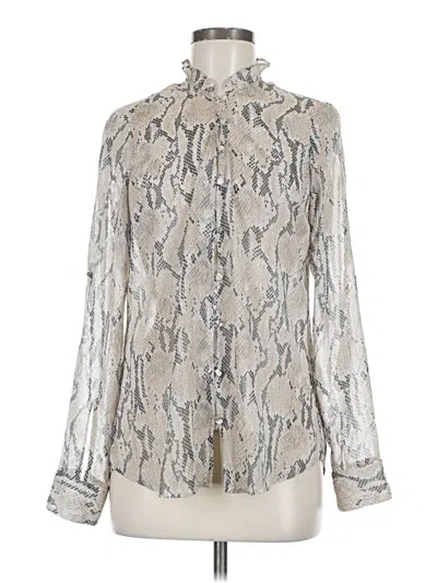 Pre-owned Express Outlet Long Sleeve Blouse In Silver