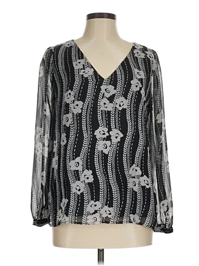 Pre-owned Express Outlet Long Sleeve Blouse In Silver