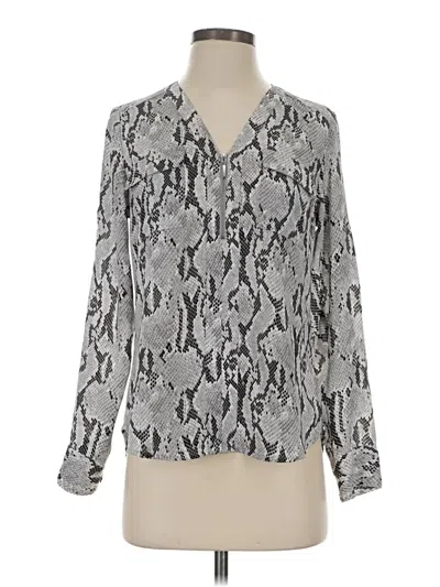 Pre-owned Express Outlet Long Sleeve Blouse In Silver
