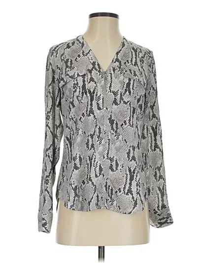 Pre-owned Express Outlet Long Sleeve Blouse In Silver