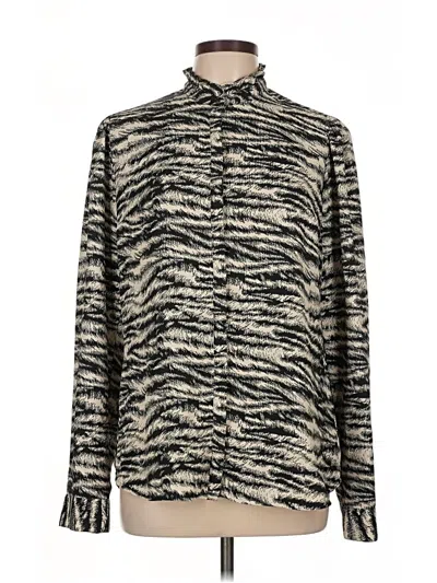 Pre-owned Express Outlet Long Sleeve Blouse In Silver