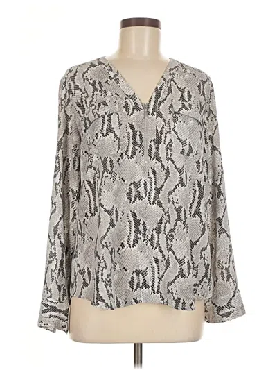 Pre-owned Express Outlet Long Sleeve Blouse In Silver