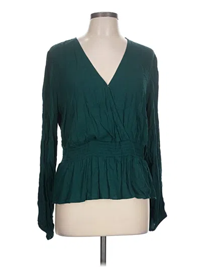 Pre-owned Express Outlet Long Sleeve Blouse In Teal