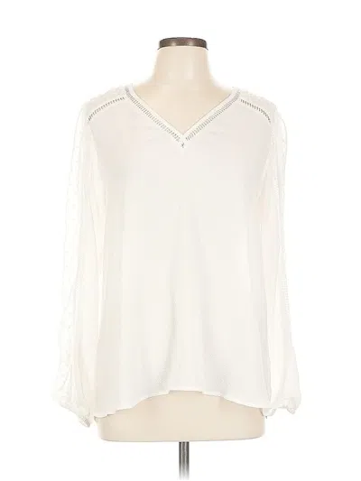 Pre-owned Express Outlet Long Sleeve Blouse In White