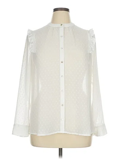Pre-owned Express Outlet Long Sleeve Blouse In White