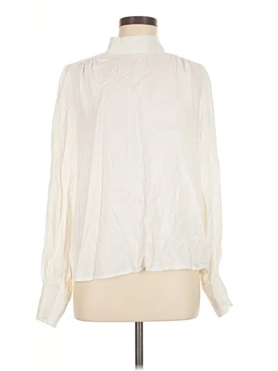 Pre-owned Express Outlet Long Sleeve Blouse In White