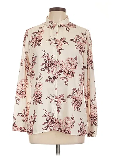 Pre-owned Express Outlet Long Sleeve Blouse In White