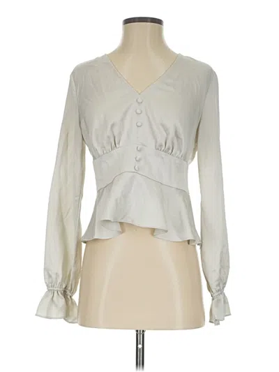 Pre-owned Express Outlet Long Sleeve Blouse In White