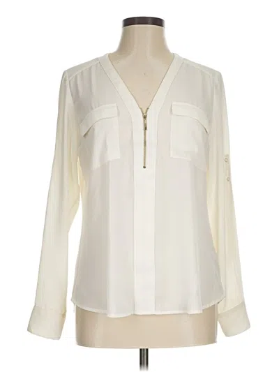 Pre-owned Express Outlet Long Sleeve Blouse In White