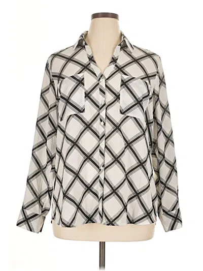 Pre-owned Express Outlet Long Sleeve Blouse In White