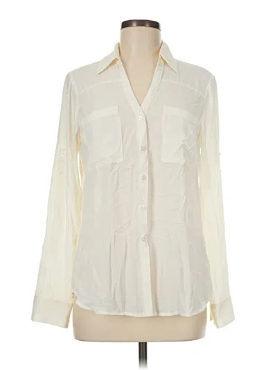 Pre-owned Express Outlet Long Sleeve Blouse In White