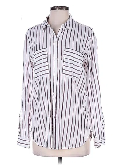 Pre-owned Express Outlet Long Sleeve Blouse In White
