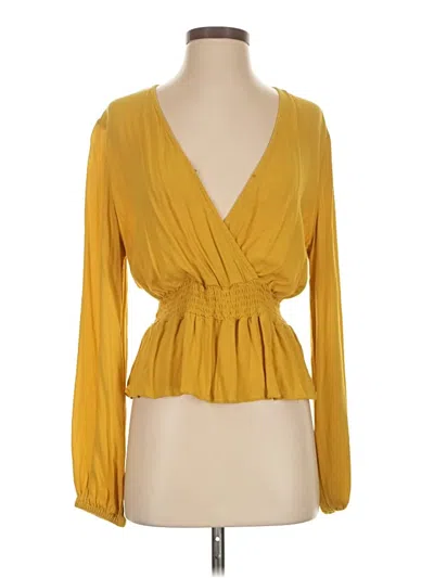 Pre-owned Express Outlet Long Sleeve Blouse In Yellow
