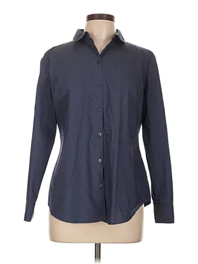 Pre-owned Express Outlet Long Sleeve Button Down Shirt In Blue
