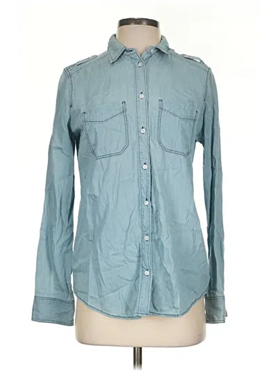 Pre-owned Express Outlet Long Sleeve Button Down Shirt In Blue