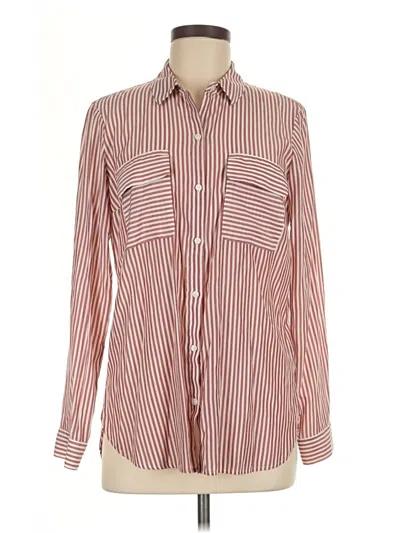 Pre-owned Express Outlet Long Sleeve Button Down Shirt In Burgundy