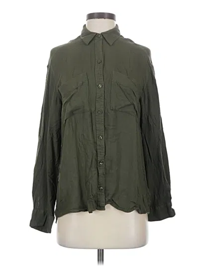 Pre-owned Express Outlet Long Sleeve Button Down Shirt In Green