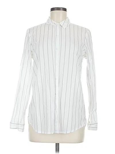 Pre-owned Express Outlet Long Sleeve Button Down Shirt In White