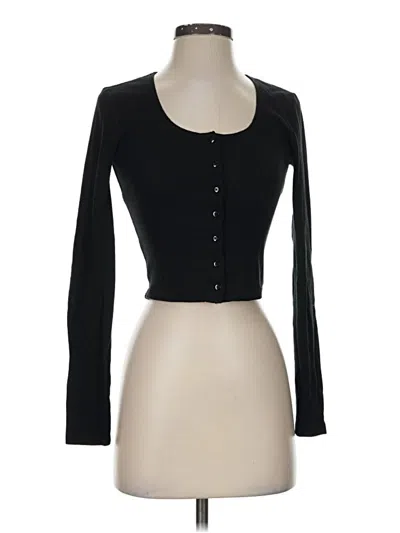 Pre-owned Express Outlet Long Sleeve Henley Shirt In Black