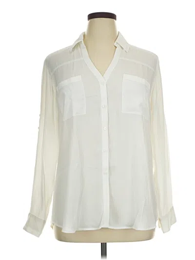 Pre-owned Express Outlet Long Sleeve Polo Shirt In Ivory