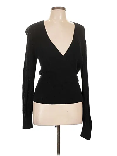 Pre-owned Express Outlet Long Sleeve Top Black Plunge Neckline Tops