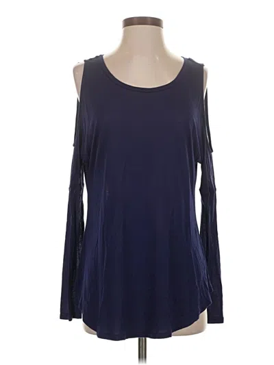 Pre-owned Express Outlet Long Sleeve Top Blue Cold Shoulder Neckline Tops
