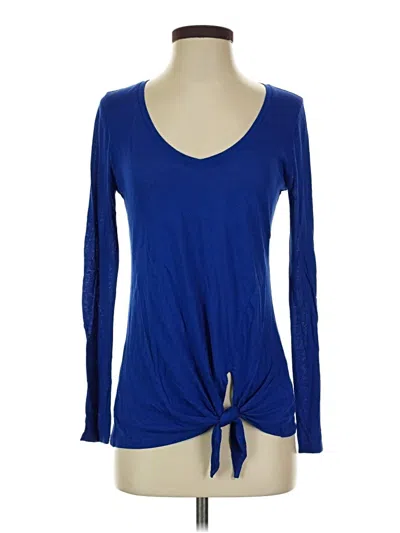 Express Outlet Long Sleeve Top Blue Sweetheart Neckline Tops