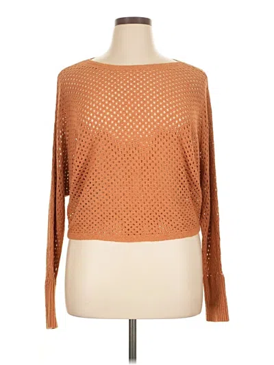 Pre-owned Express Outlet Long Sleeve Top Brown Boatneck Tops