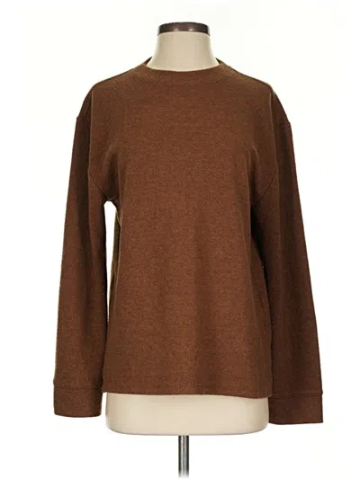 Pre-owned Express Outlet Long Sleeve Top Brown Crew Neck Tops