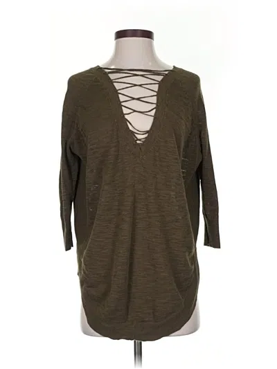 Pre-owned Express Outlet Long Sleeve Top Brown Plunge Neckline Tops