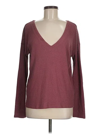 Pre-owned Express Outlet Long Sleeve Top Burgundy V-neck Tops