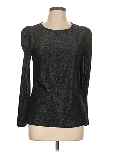 Pre-owned Express Outlet Long Sleeve Top Silver Metallic Pattern Scoop Neck Tops