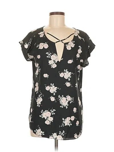 Pre-owned Express Outlet Short Sleeve Blouse In Black