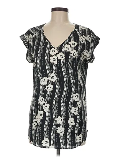 Pre-owned Express Outlet Short Sleeve Blouse In Black