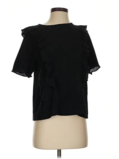 Pre-owned Express Outlet Short Sleeve Blouse In Black