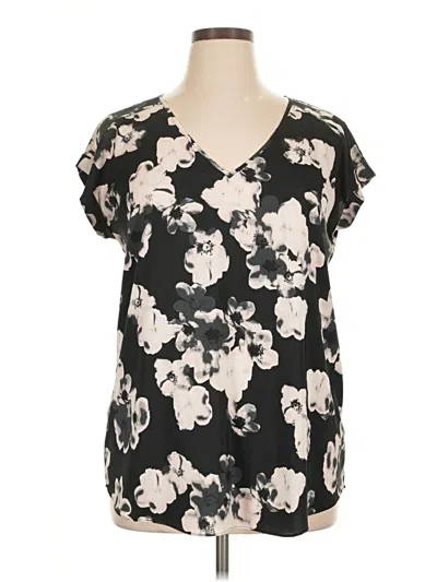 Pre-owned Express Outlet Short Sleeve Blouse In Black