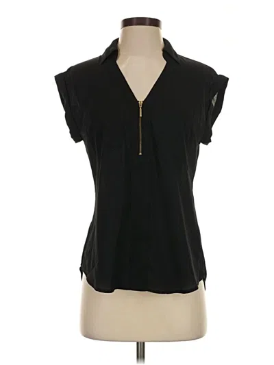 Pre-owned Express Outlet Short Sleeve Blouse In Black