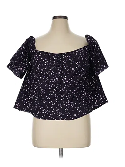Pre-owned Express Outlet Short Sleeve Blouse In Black