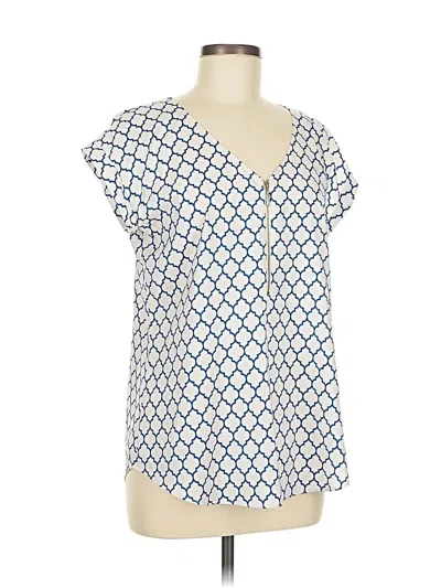 Pre-owned Express Outlet Short Sleeve Blouse In Blue