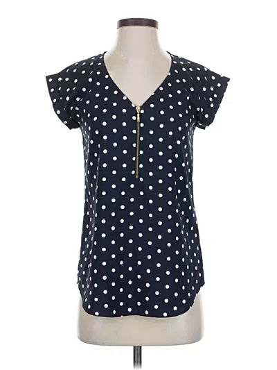 Pre-owned Express Outlet Short Sleeve Blouse In Blue