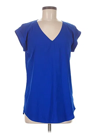 Pre-owned Express Outlet Short Sleeve Blouse In Blue