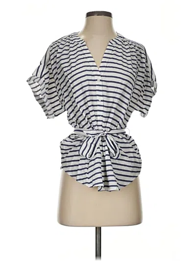 Pre-owned Express Outlet Short Sleeve Blouse In Blue