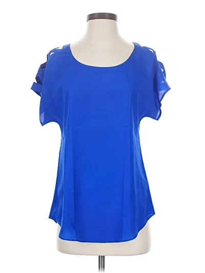Pre-owned Express Outlet Short Sleeve Blouse In Blue