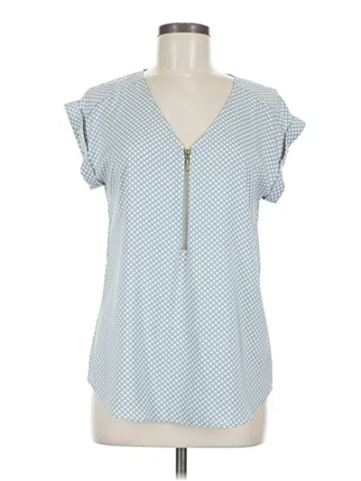 Pre-owned Express Outlet Short Sleeve Blouse In Blue