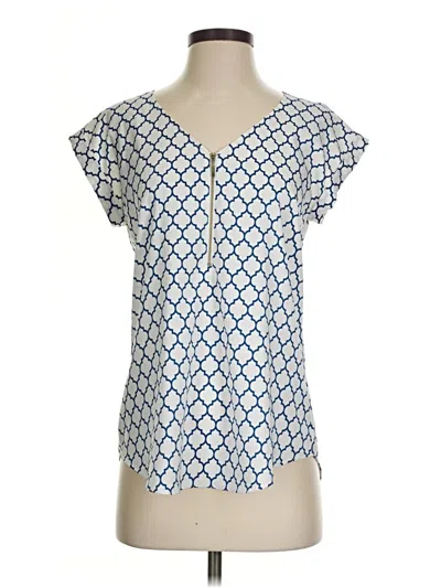Pre-owned Express Outlet Short Sleeve Blouse In Blue
