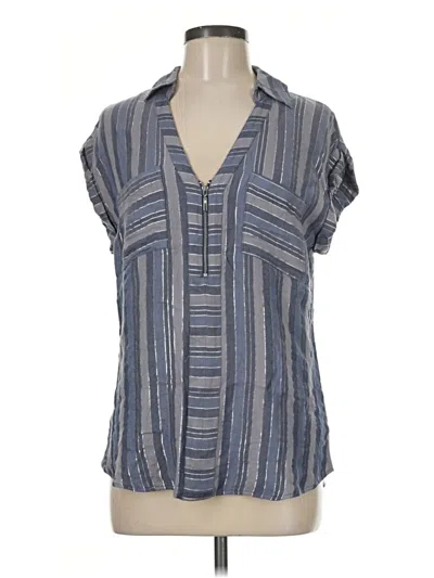 Pre-owned Express Outlet Short Sleeve Blouse In Blue