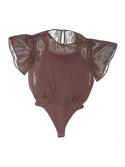 Pre-owned Express Outlet Short Sleeve Blouse In Brown